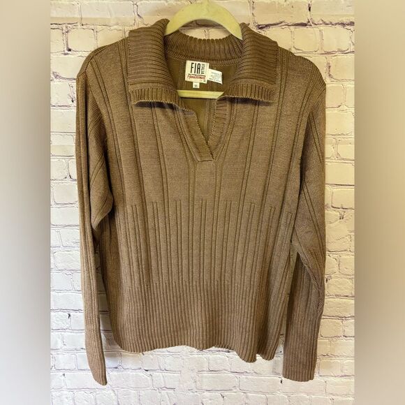 VINTAGE Fia Italia Caramel Tan Handloomed Preppy Academia Knit Sweater Size XL - Picture 1 of 8